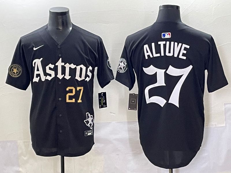 Men 2025 Houston Astros 27 Altuve Black Five generations Joint Name Nike MLB Jersey style 51